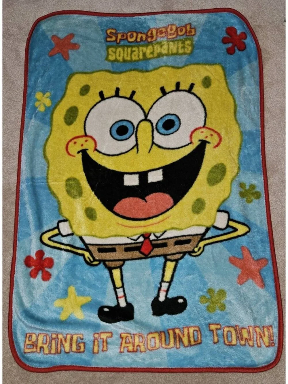 Nickelodeon Spongebob Squarepants Blanket Throw 29x43 Bring It Around Town